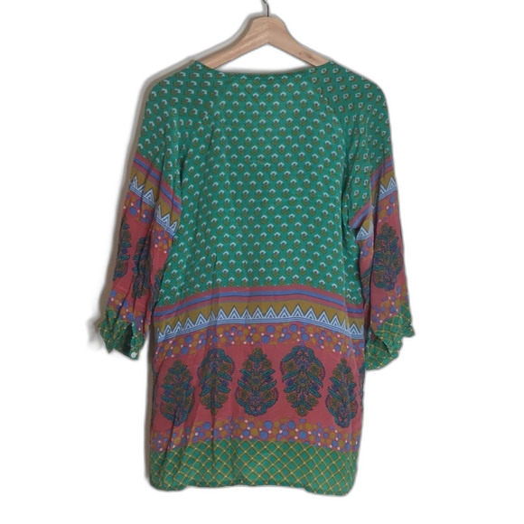 Tolani Nisha Tunic silk Green ladies tunic blouse top size medium - Picture 12 of 13